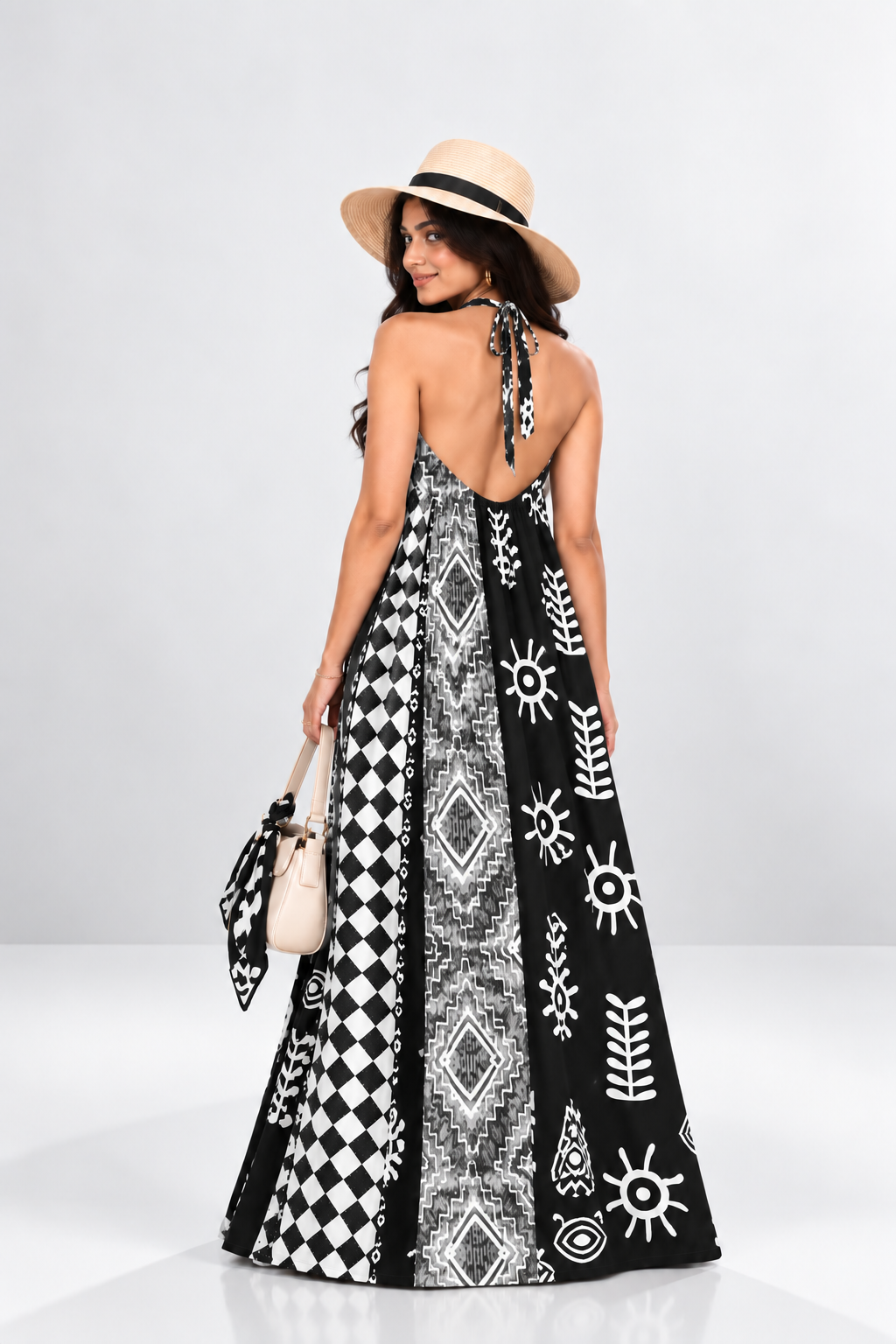 Boho Printed Halter Neck Dress