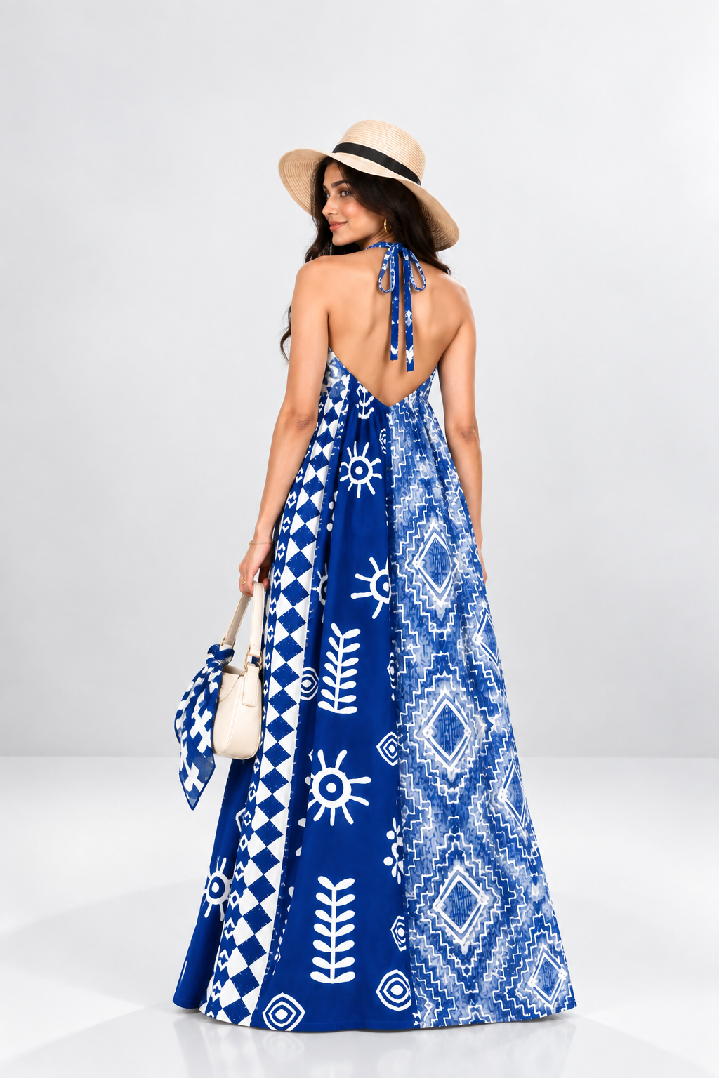 Boho Printed Halter Neck Dress