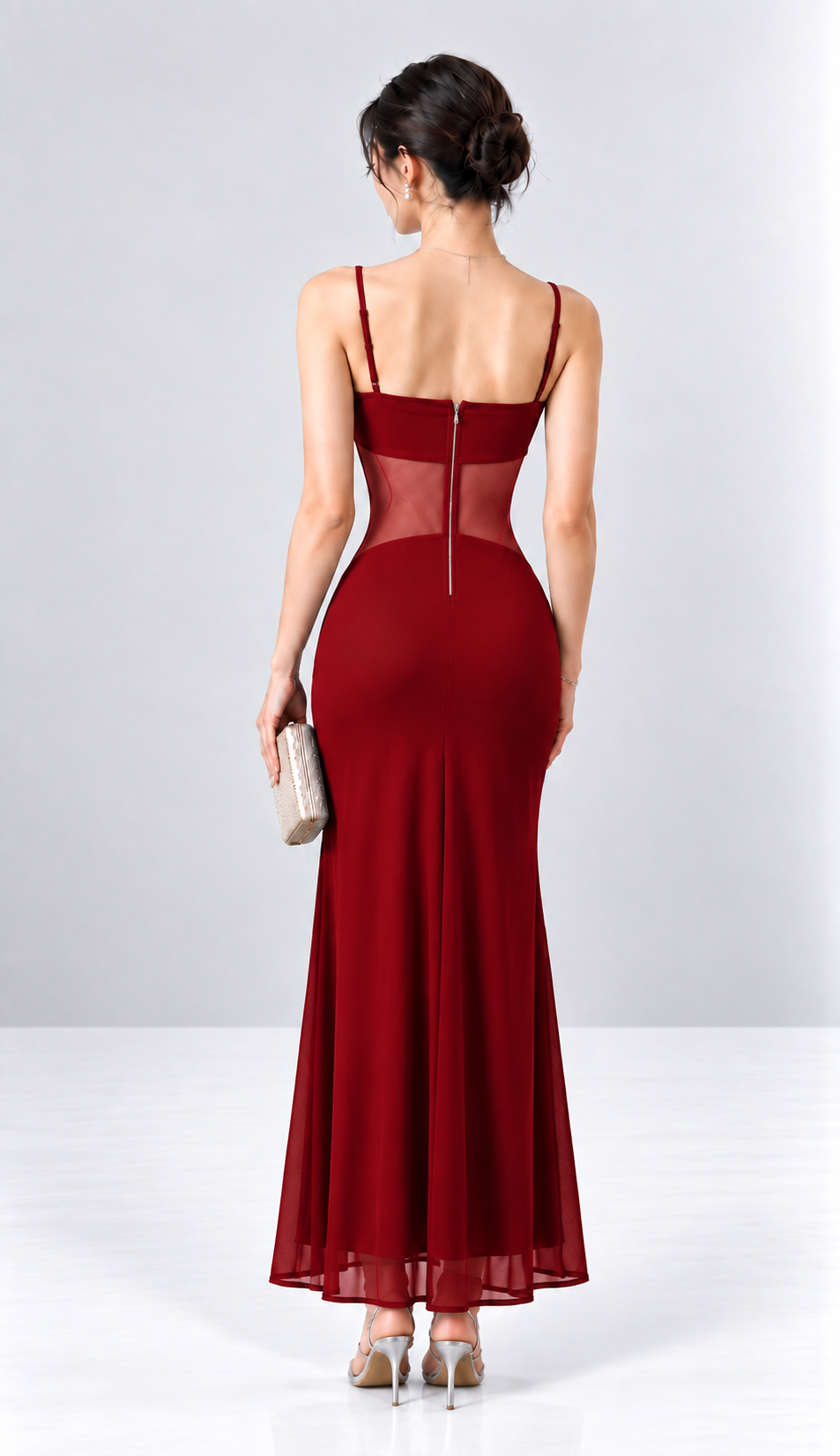 Mesh Waist Slit Dress