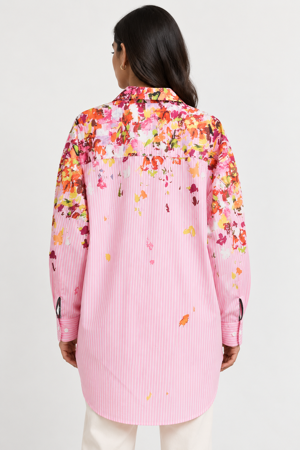 Floral Stripe Oversized Shirt