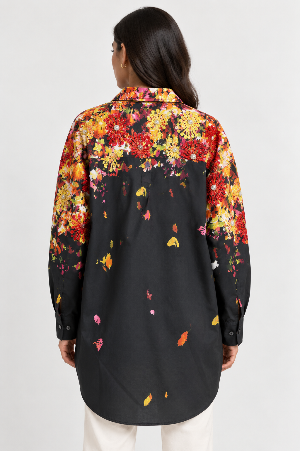 Floral Stripe Oversized Shirt