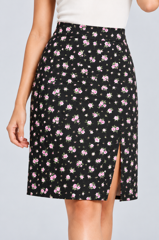 Ditsy Floral Slit Skirt