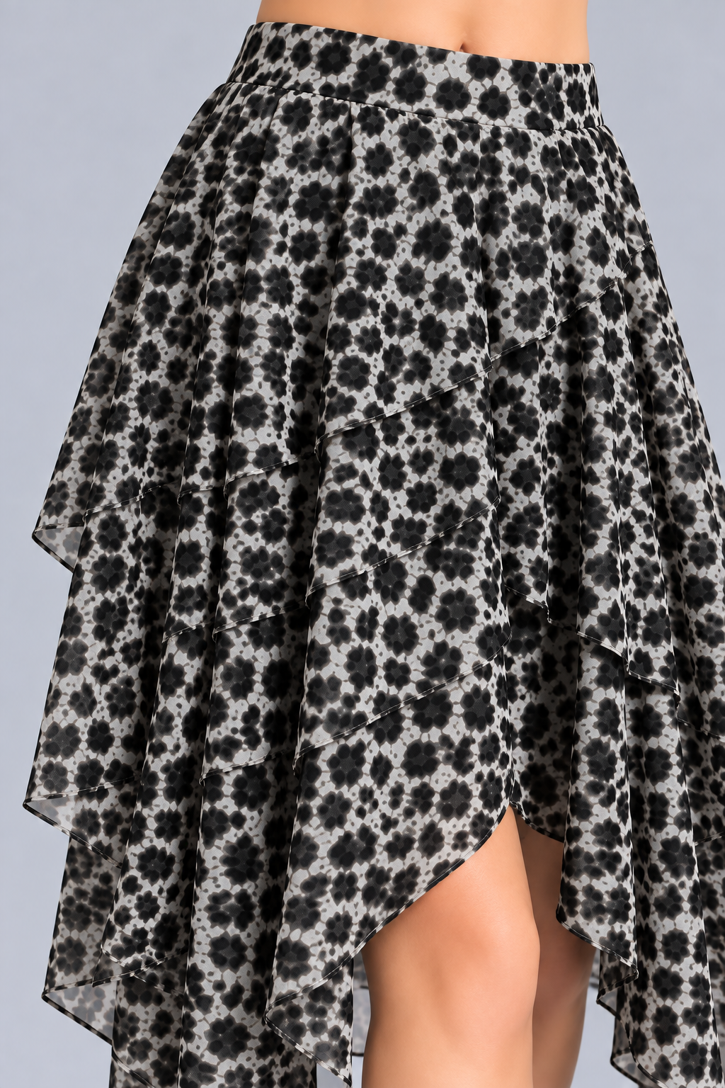 Leopard Layered Asymmetric Skirt