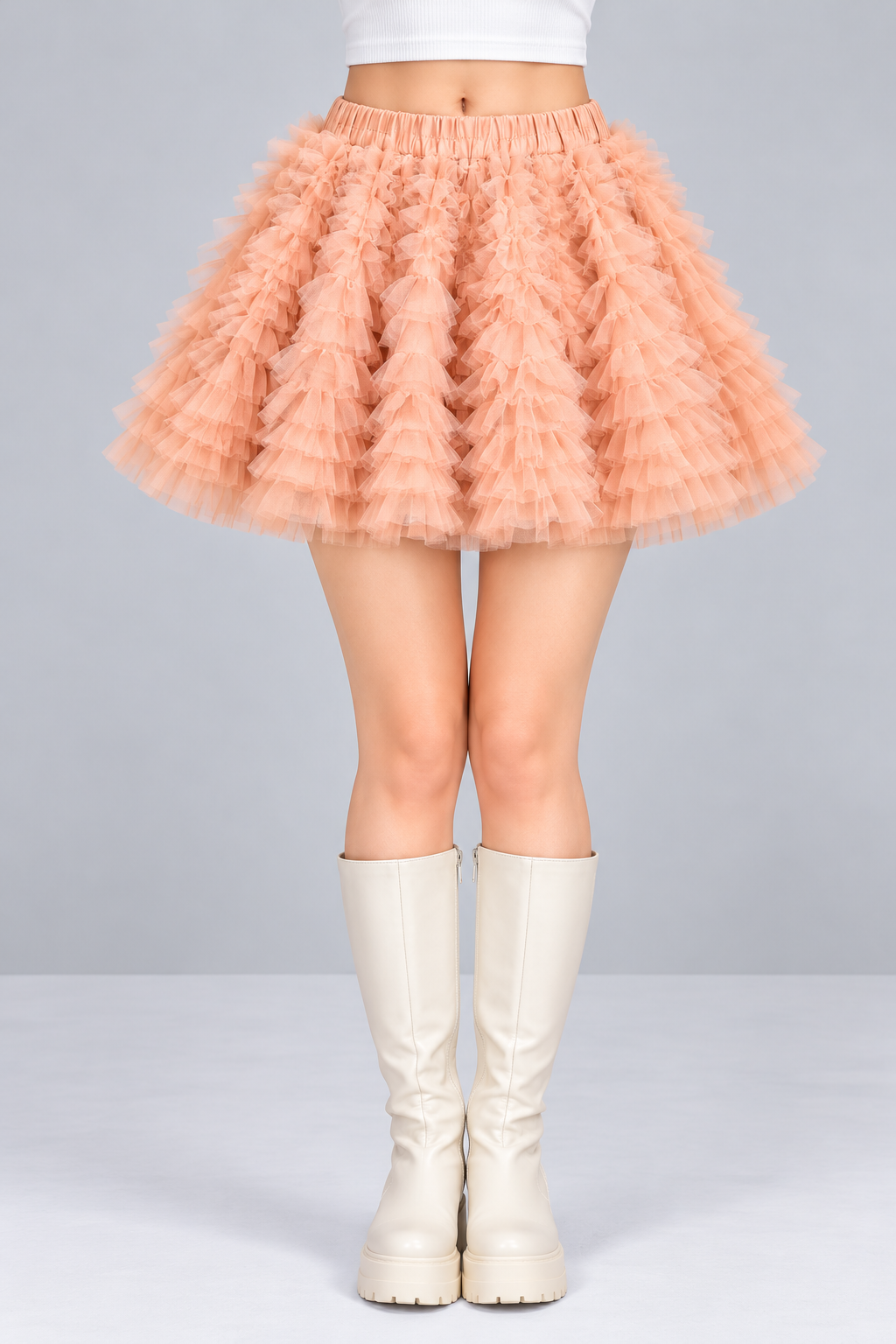 Ruffle Tulle Mini Skirt