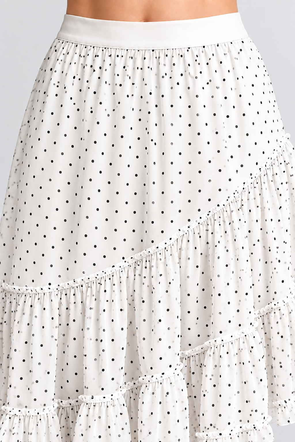 Asymmetric Polka Dot Ruffle Skirt