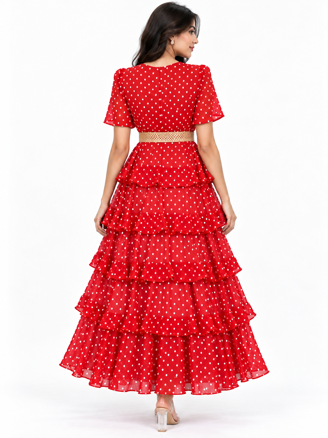 Polka Dot Tiered Ruffle Dress