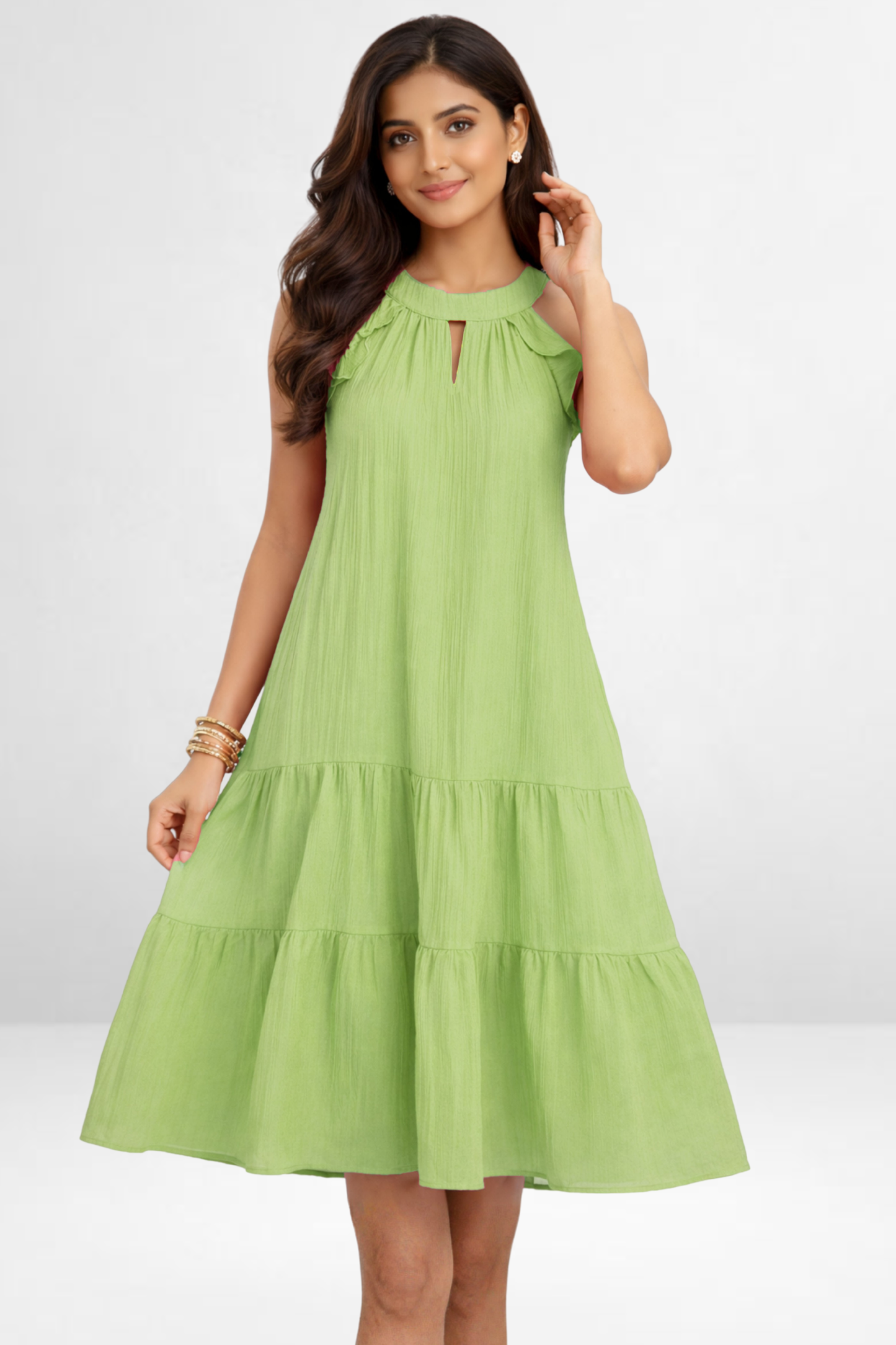 Tiered Halter Neck Dress
