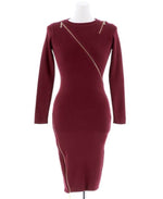 Load image into Gallery viewer, Maroon &quot;Zip it Up&quot; Multi Style with Zip Bodycon Dress
