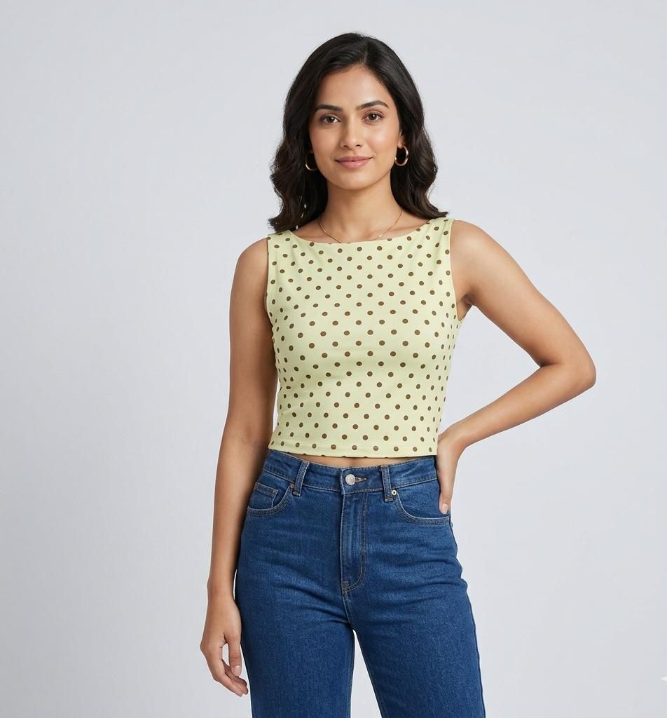 Polka Boat Neck Top