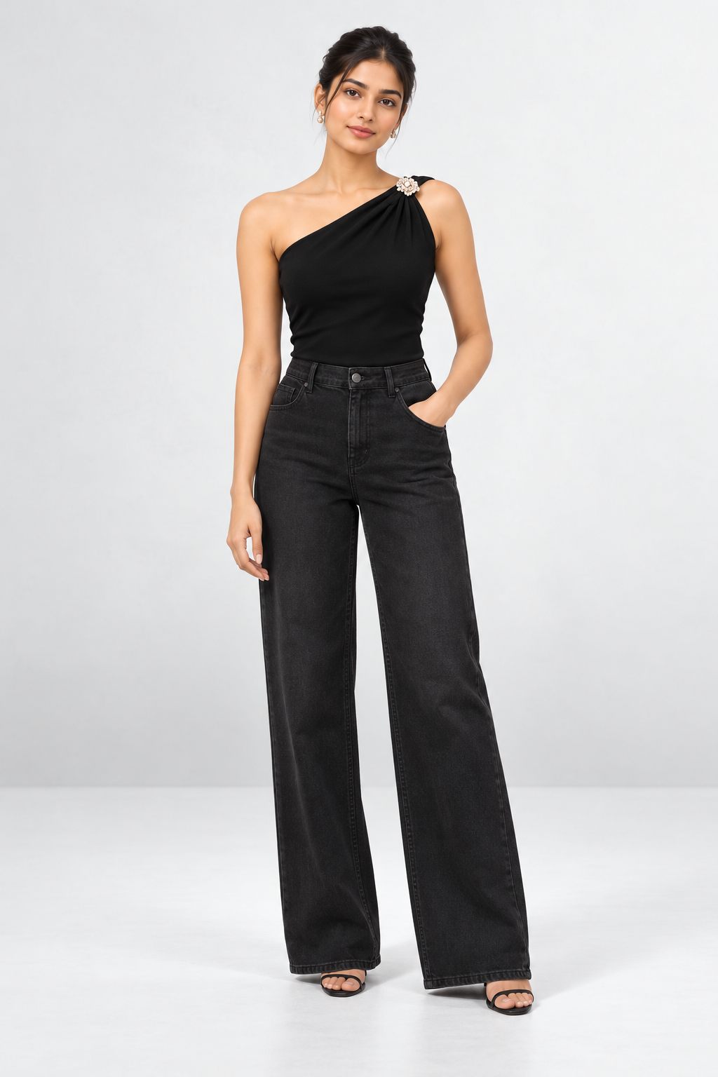 Brooch One-Shoulder Top