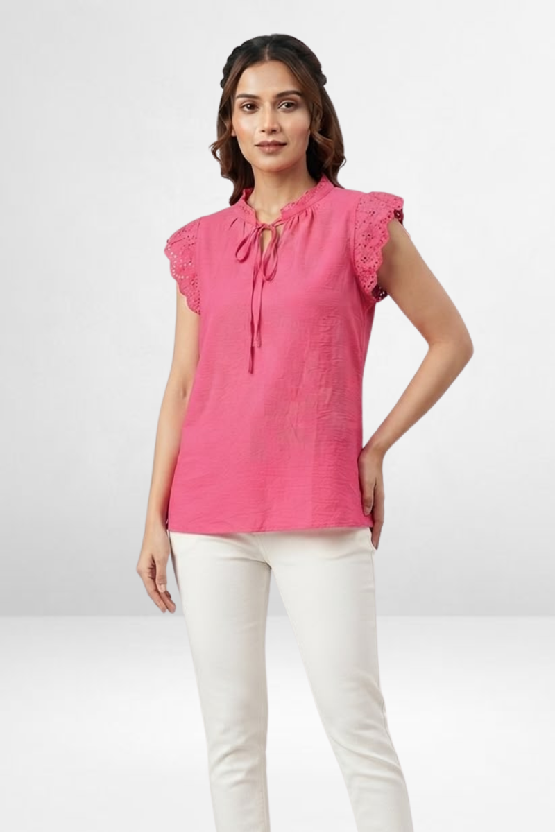 Eyelet Ruffle Top