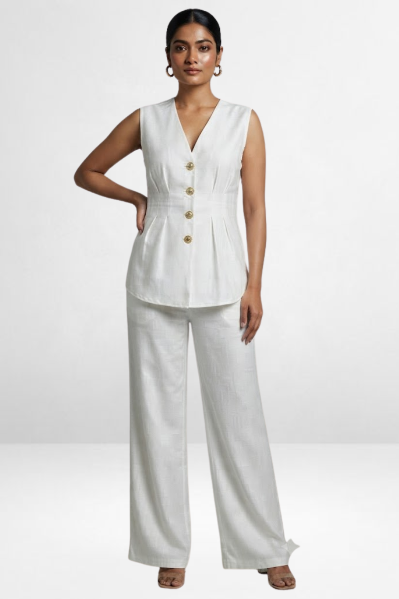 Sleeveless V-Neck Co-Ord Set