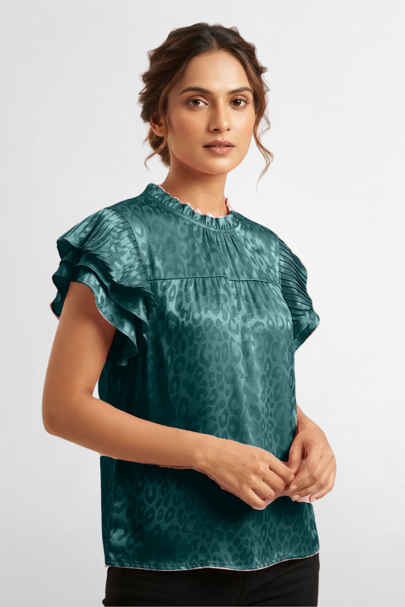 Leopard Jacquard Blouse