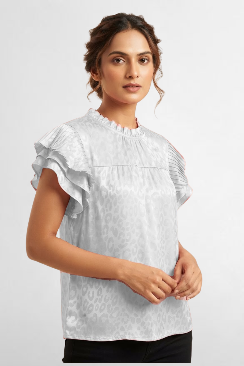 Leopard Jacquard Blouse