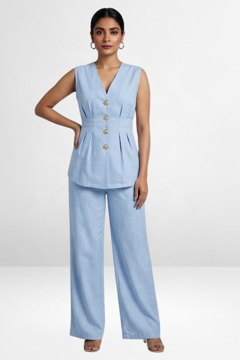 Sleeveless V-Neck Co-Ord Set