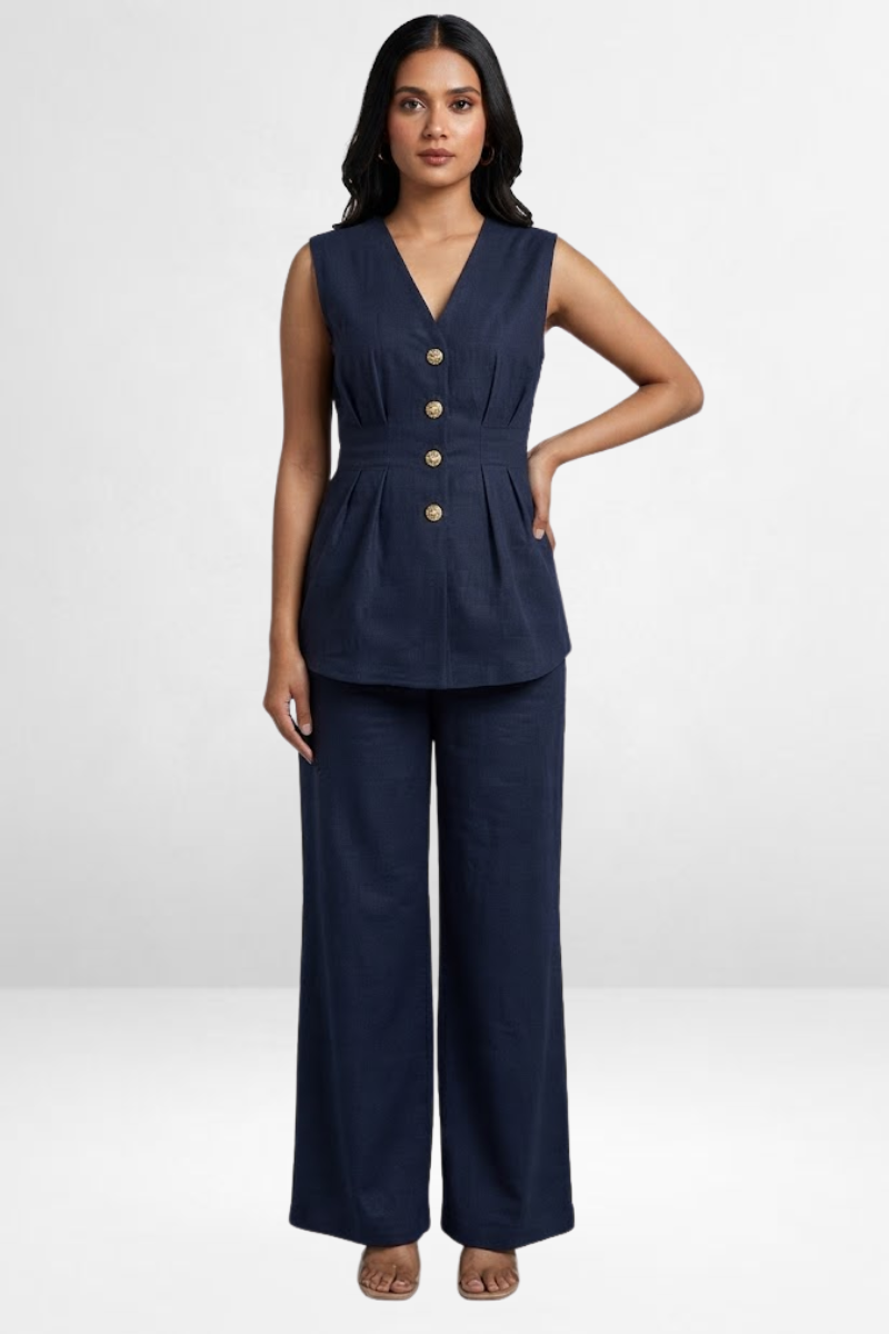 Sleeveless V-Neck Co-Ord Set
