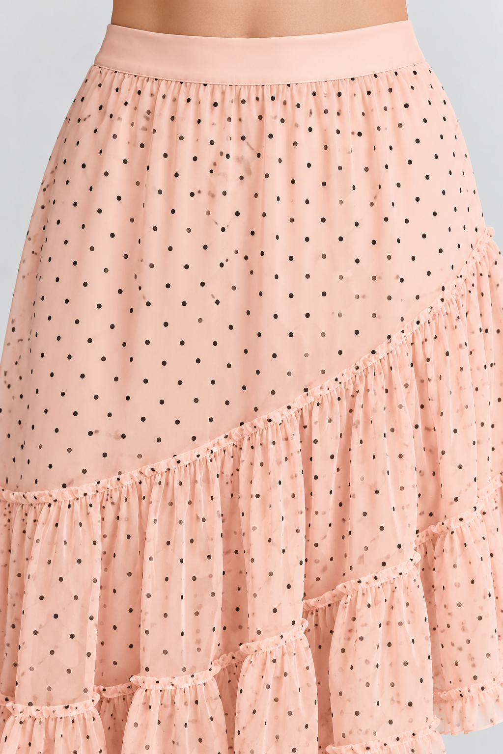 Asymmetric Polka Dot Ruffle Skirt