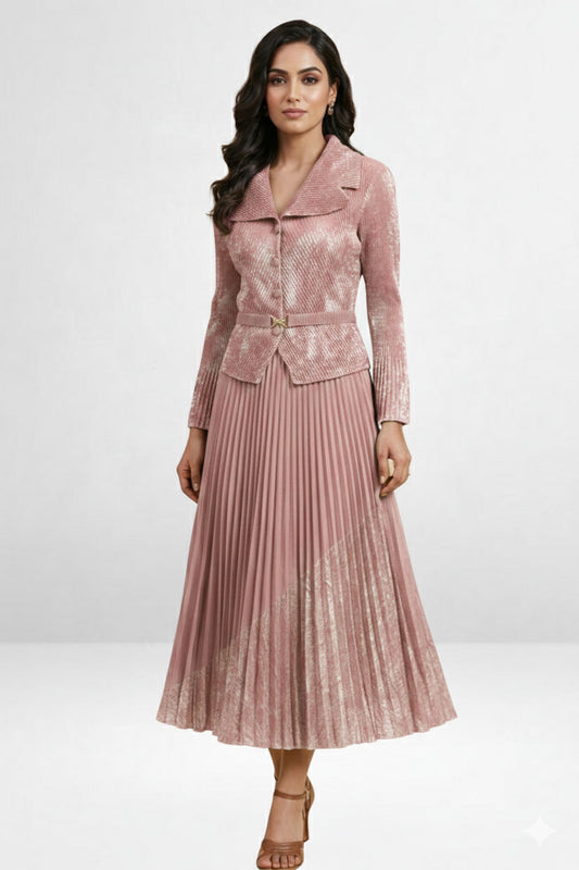 Shimmer Pleated Jacket Dress