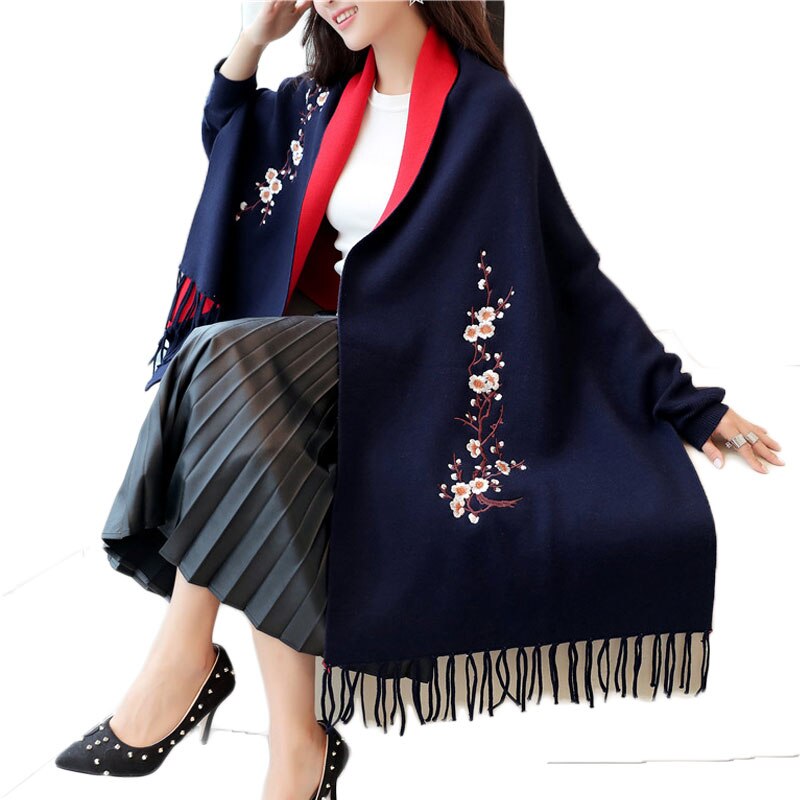 Black Embroidery Scarf Long Sleeve