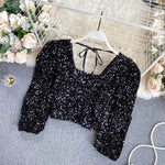 Load image into Gallery viewer, Black Embellished Velvet Top
