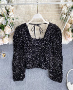 Load image into Gallery viewer, Black Embellished Velvet Top
