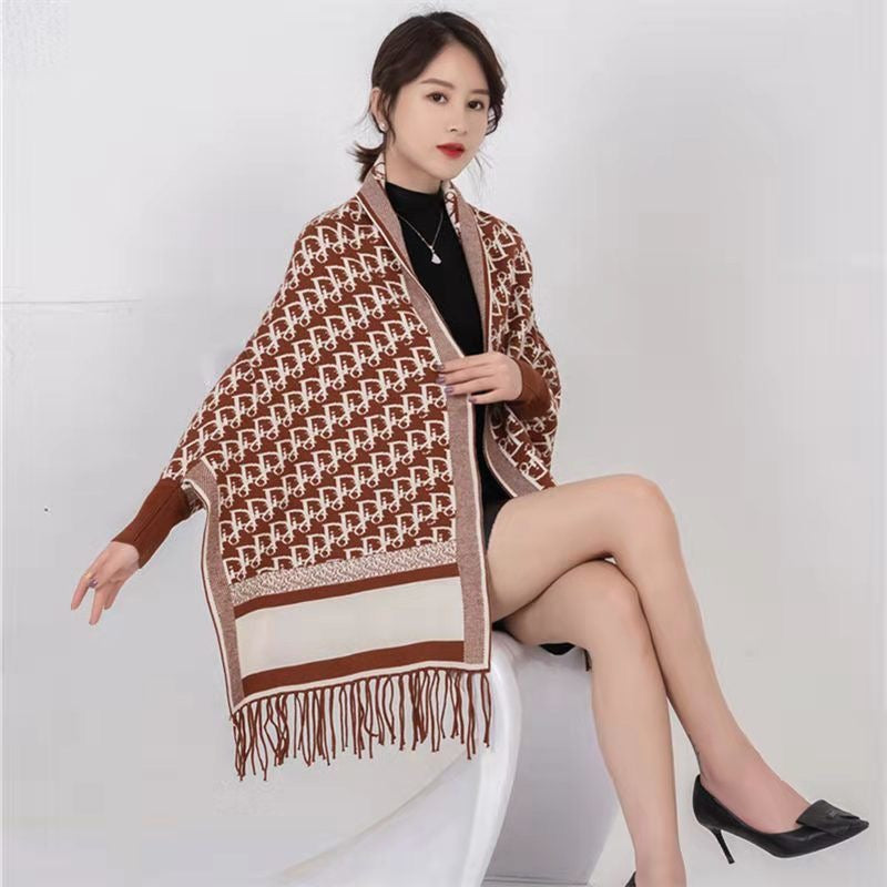 Brown Knitted Scarf Long Sleeve