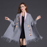 Load image into Gallery viewer, Grey Embroidery Scarf Long Sleeve
