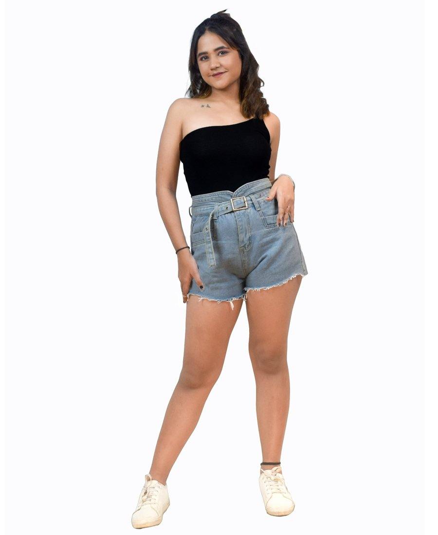 High Waist Denim Shorts - Fashion Tiara