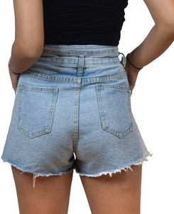 High Waist Denim Shorts - Fashion Tiara